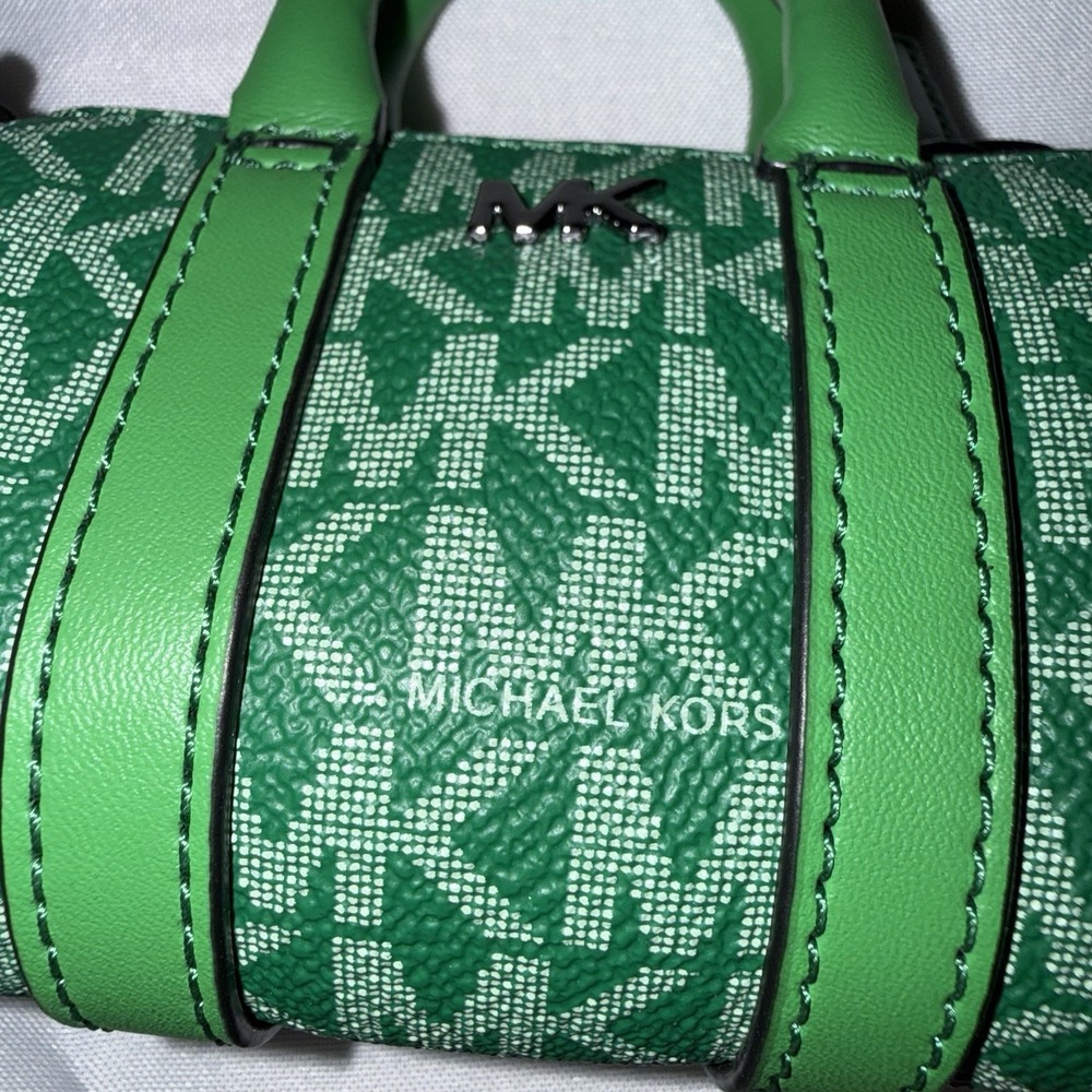 NWT MICHAEL KORS Micro Duffle Pouch Bag Charm/ Key Chain Coin Purse Kelly Green - Picture 10 of 11